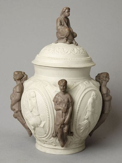 Large, urn-shaped tobacco jar made of fine...