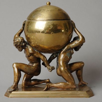 A spectacular copper tobacco jar depicting...