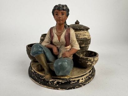 Tobacco jar.
Polychrome terracotta (Bohemian).
Circa...