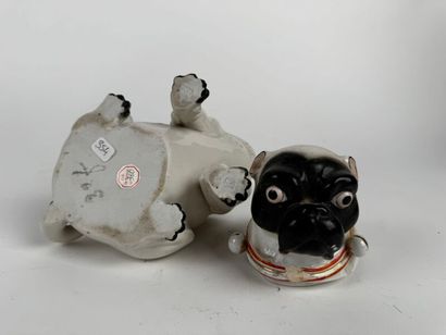 Tobacco jar.
Glazed porcelain pug - Saxony...