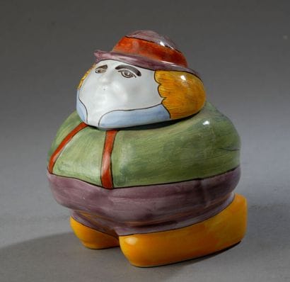 Tobacco jar. Small full-length figurine,...