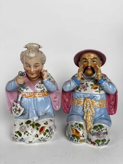 Important tobacco jars depicting an Asian...