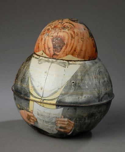 Round tobacco jar, Roly Polys style, made...