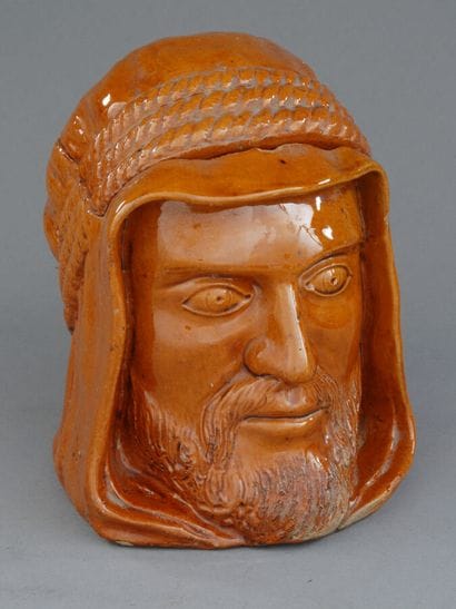 Large tobacco jar depicting the head of Abdel...