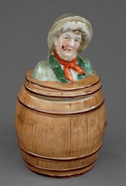 Tobacco jar. Depicts a sailor’s head, pipe...