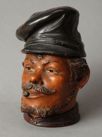 Tobacco jar. A beautiful depiction of a sailor—bearded...