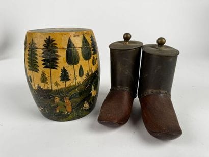 Tobacco jar.
Painted boiled cardboard—Indian?—France—
Late...