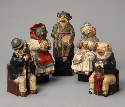 These six small tobacco jars, which open...