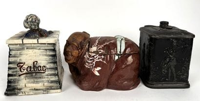 Tobacco jar
Glazed porcelain with a Chinese...