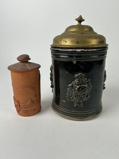 Glazed earthenware, brass lid. 
Included...