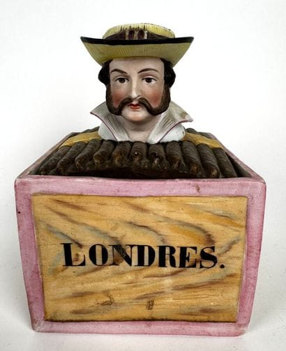 Square composite tobacco jar made of tinted...