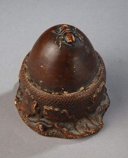 Small tobacco jar, monochrome brown with...