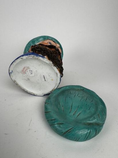Tobacco jar. A superb, slightly glazed, painted...