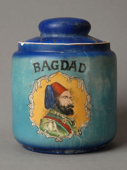 A tobacco jar made of crackled porcelain,...