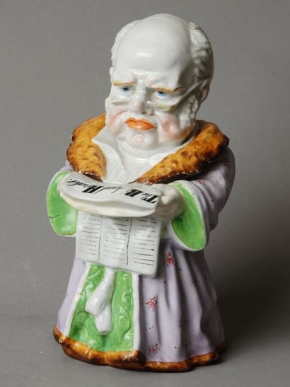 A large tobacco jar, made of painted porcelain,...