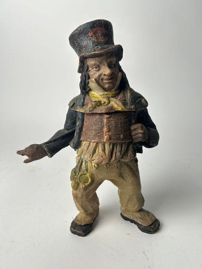 Polychrome terracotta caricature figure....