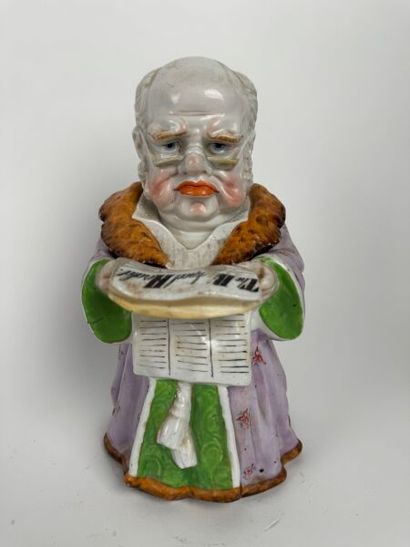 A large tobacco jar, made of painted porcelain,...