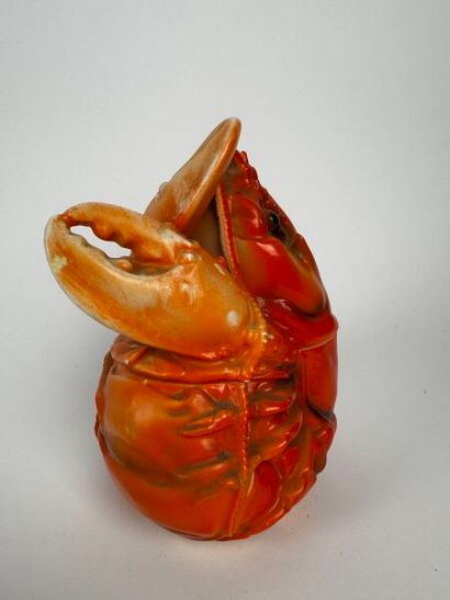 An unusual lobster-shaped tobacco jar with...