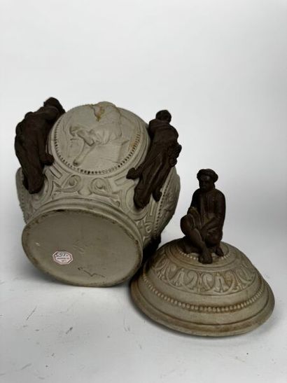 Large, urn-shaped tobacco jar made of fine...