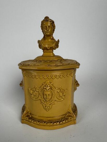 Oval-shaped tobacco jar in an antique style,...