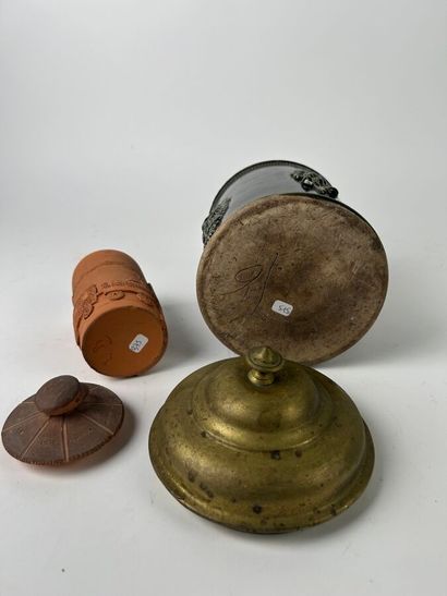 Glazed earthenware, brass lid. 
Included...