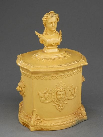 Oval-shaped tobacco jar in an antique style,...