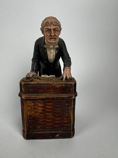 Composite tobacco jar, with a patina of use,...