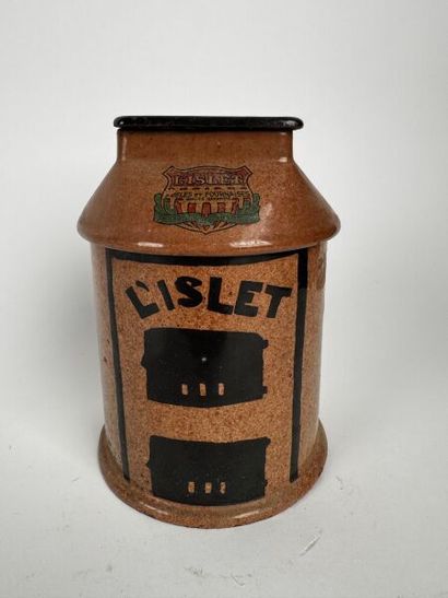 Cylindrical tobacco jar depicting a heating...