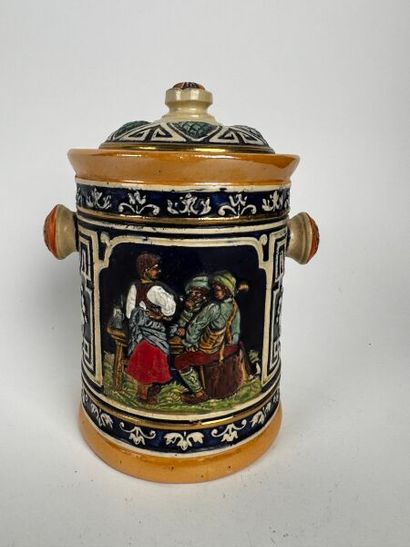 Large tobacco jar, German-made, modeled after...