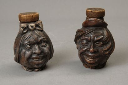 A charming pair of small snuff pots, each...