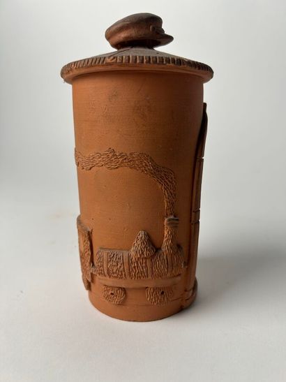 Glazed earthenware, brass lid. 
Included...