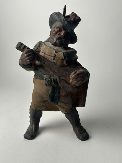Polychrome terracotta figure of a mandolin...