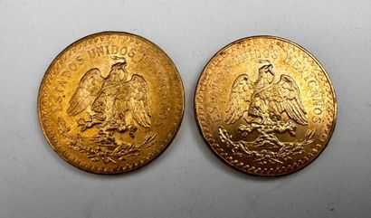 Deux pièces de 50 pesos or 1947