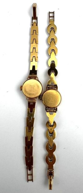 Deux montres de dame or 18K 15,4 gr brut...