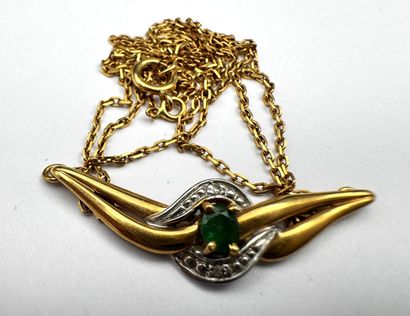 Collier or et petite émeraude 2,8 g brut...