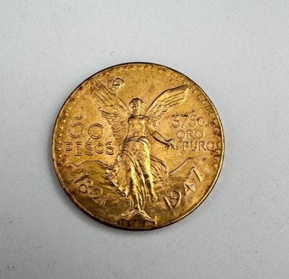 Une pièce de 50 pesos or 1947