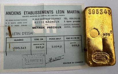 Lingot or
Bulletin d'essai n° 395 343
Anciens...