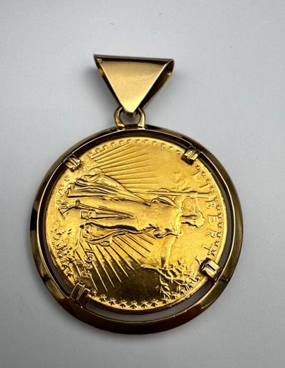 20 $ US or monté en pendentif or 42,6 g