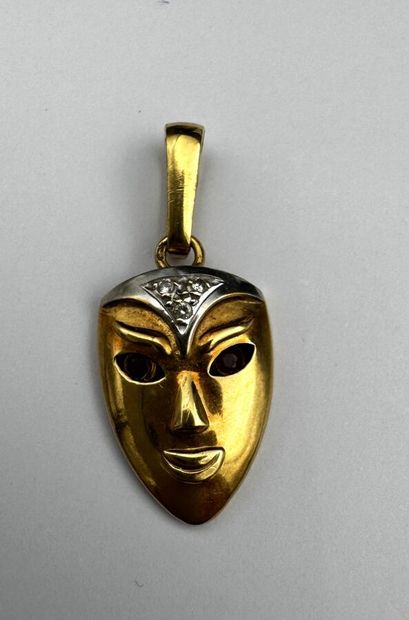 Pendentif-masque vénitien or 18k, rubis et...