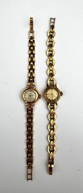 Deux montres de dame or 18K 15,4 gr brut...