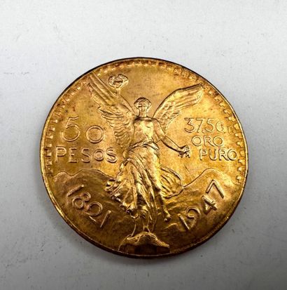 Une pièce de 50 pesos or 1947