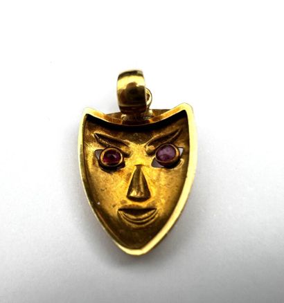 Pendentif-masque vénitien or 18k, rubis et...