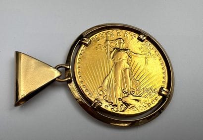 20 $ US or monté en pendentif or 42,6 g