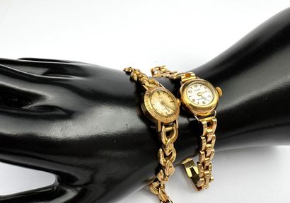 Deux montres de dame or 18K 15,4 gr brut...