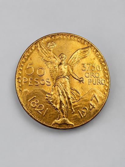 Une pièce de 50 pesos or 1947