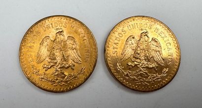 Deux pièces de 50 pesos or 1947