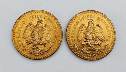 Deux pièces de 50 pesos or 1947