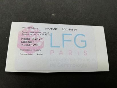 Bague diamants taille brillant, central 2.70...