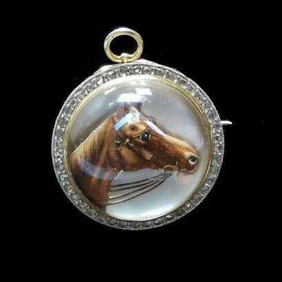 Broche pendentif, tête de cheval, monture...