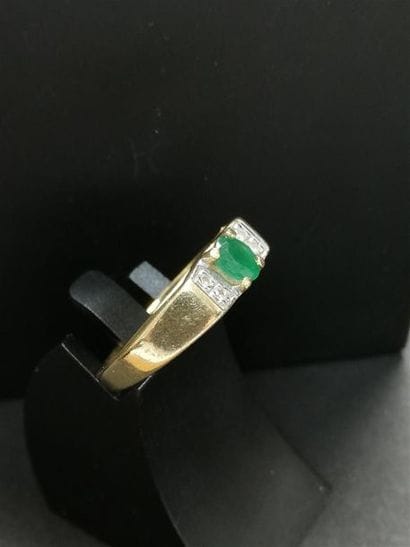 Bague émeraude, diamants taille 8/8, monture...
